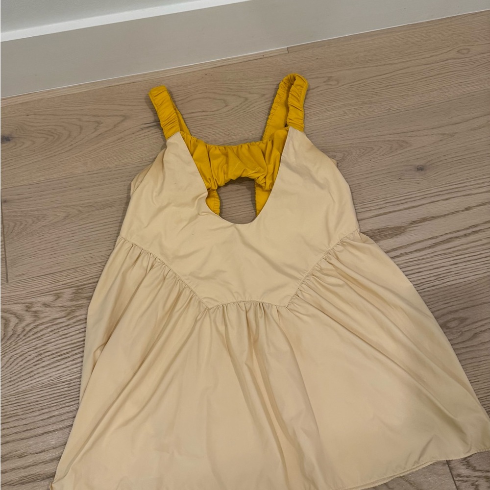 Yellow and Cream Free People Movement Dress